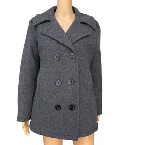 US Navy military vintage wool pea coat lady’s size S gray